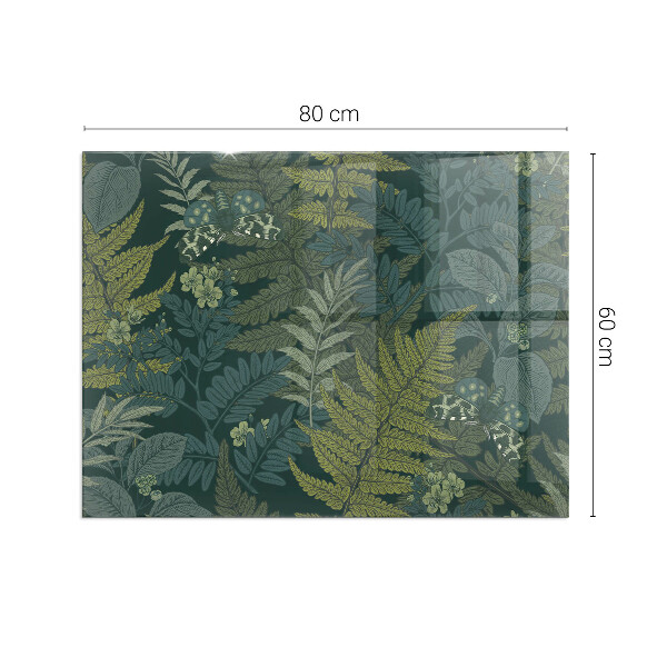 Plaque verre rectangulaire cheminée Motifs végétaux avec des papillons