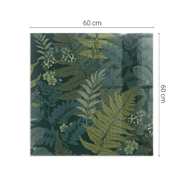 Plaque verre rectangulaire cheminée Motifs végétaux avec des papillons