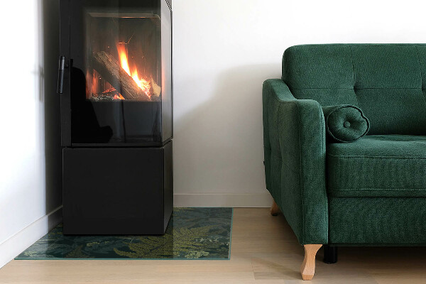 Plaque verre rectangulaire cheminée Motifs végétaux avec des papillons