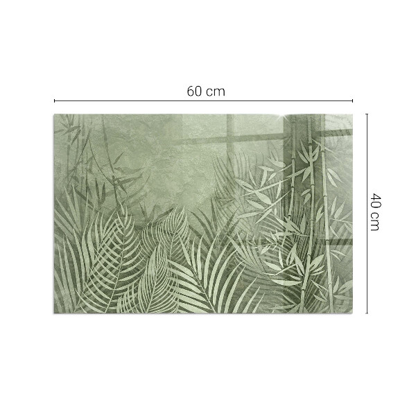 Plaque rectangulaire en verre pour poêle Feuilles tropicales en arrière-plan