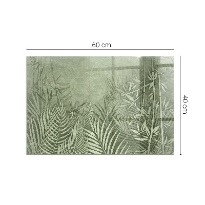 Plaque rectangulaire en verre pour poêle Feuilles tropicales en arrière-plan