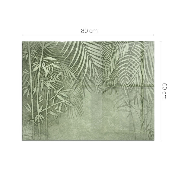 Plaque rectangulaire en verre pour poêle Feuilles tropicales en arrière-plan
