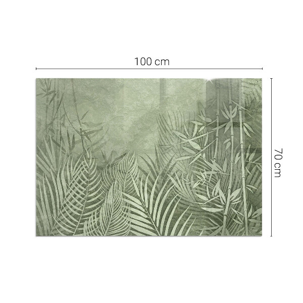 Plaque rectangulaire en verre pour poêle Feuilles tropicales en arrière-plan