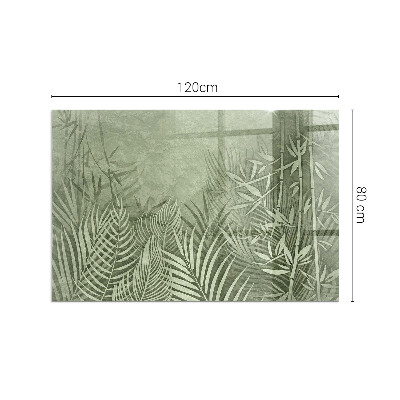 Plaque rectangulaire en verre pour poêle Feuilles tropicales en arrière-plan