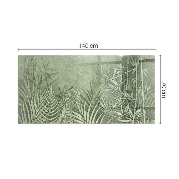 Plaque rectangulaire en verre pour poêle Feuilles tropicales en arrière-plan