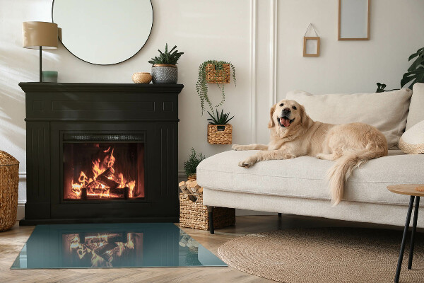 Plaque verre rectangulaire cheminée Couleur de la mer