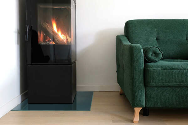 Plaque verre rectangulaire cheminée Couleur de la mer