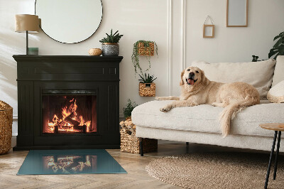 Plaque verre rectangulaire cheminée Couleur de la mer