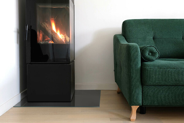 Plaque rectangulaire en verre pour poêle Couleur : Gris-brun