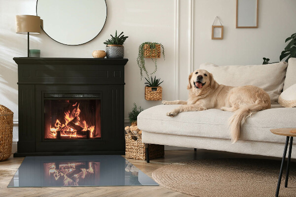 Plaque verre rectangulaire cheminée Couleur : Bleu foncé