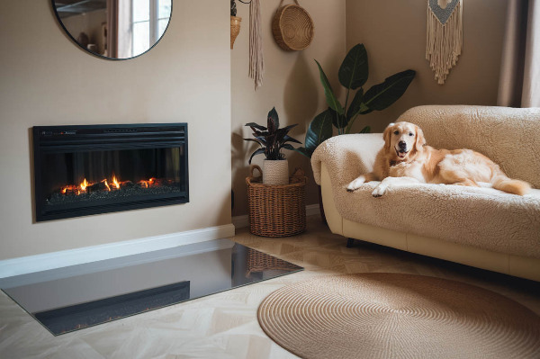 Plaque verre rectangulaire cheminée Couleur : Bleu foncé