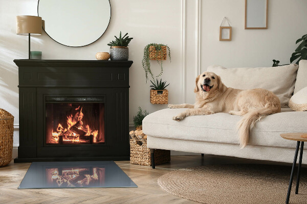 Plaque verre rectangulaire cheminée Couleur : Bleu foncé