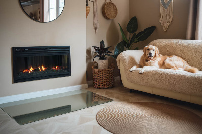 Plaque rectangulaire en verre pour poêle couleur olive