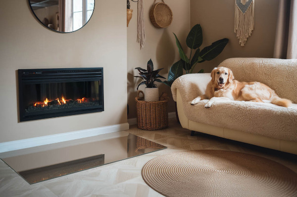 Plaque verre rectangulaire cheminée Couleur marron