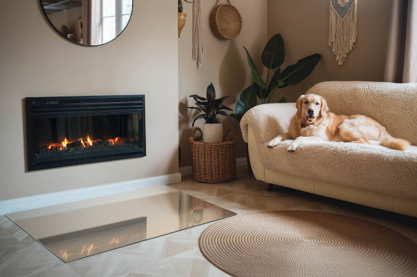 Plaque verre rectangulaire cheminée Couleur beige