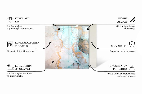 Plaque de sol en verre pour poêle hexagonal formes de nuages ​​abstraites dans les solides