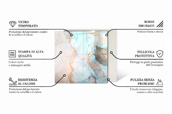Plaque de sol en verre pour poêle hexagonal formes de nuages ​​abstraites dans les solides