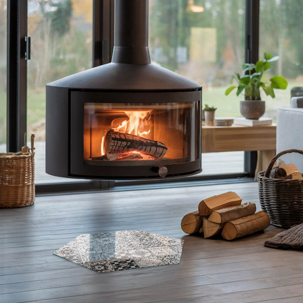 Plaque protection sol devant cheminée en verre Motifs décoratifs en carrelage