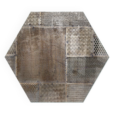 Plaque de sol en verre pour poêle hexagonal Motif en acier perforé