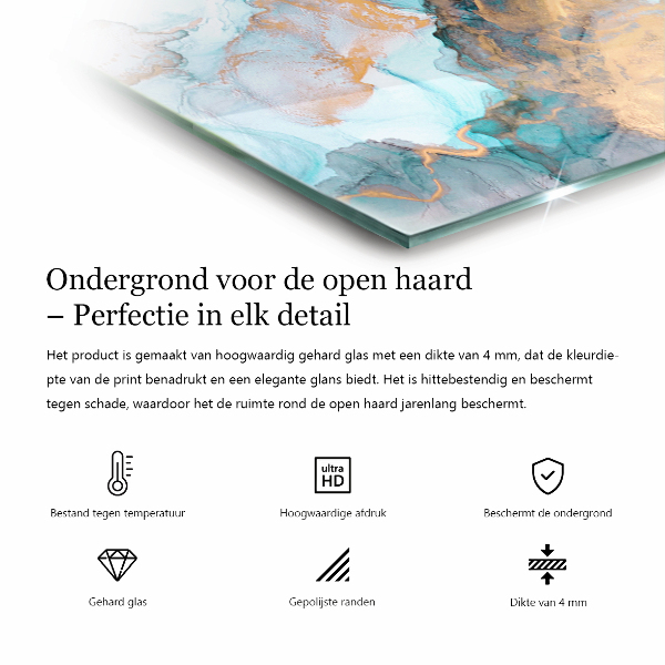 Plaque verre pour poêle hexagonal Texture marbrée dans un style élégant