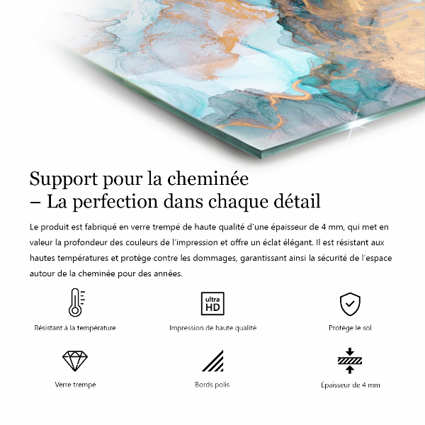 Plaque verre pour poêle hexagonal Motif de pierre inspiré par la nature