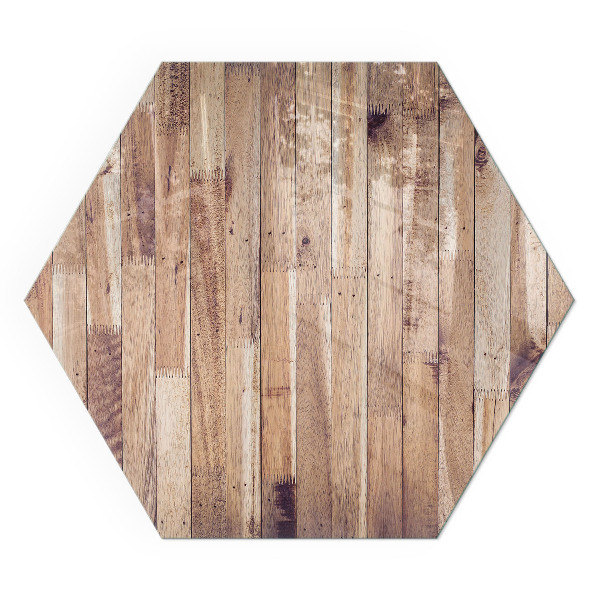 Plaque verre pour poêle hexagonal Motif en bois à disposition géométrique