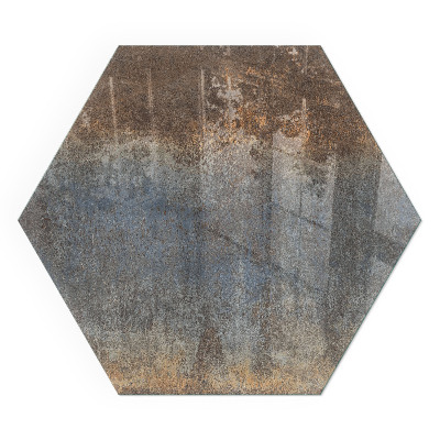Plaque de sol en verre pour poêle hexagonal Motif abstrait aux textures variées