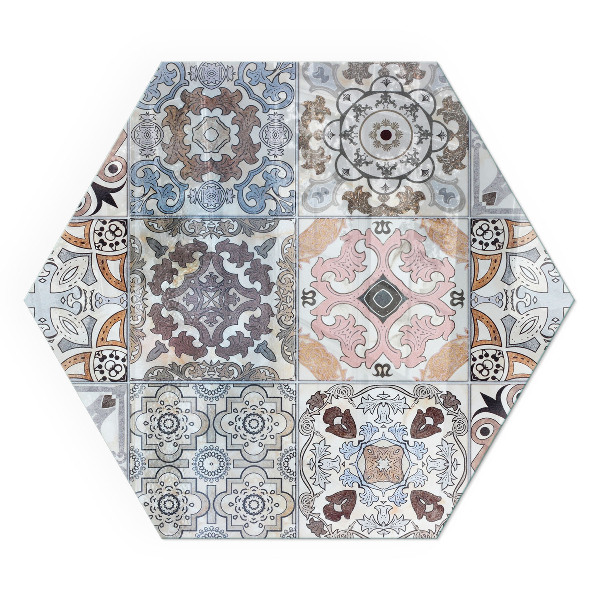 Plaque verre pour poêle hexagonal Motifs de mosaïque en carreaux