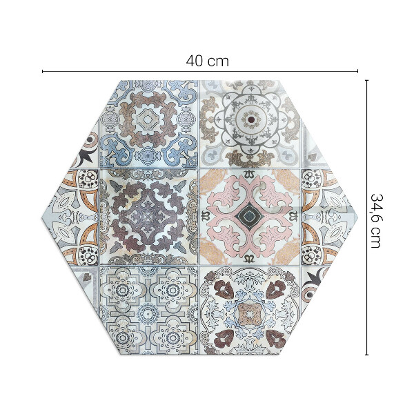 Plaque verre pour poêle hexagonal Motifs de mosaïque en carreaux