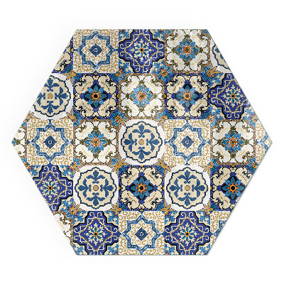 Plaque de sol en verre pour poêle hexagonal Motif mosaïque avec accents floraux