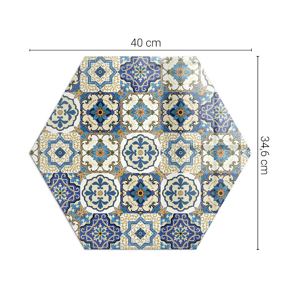 Plaque de sol en verre pour poêle hexagonal Motif mosaïque avec accents floraux