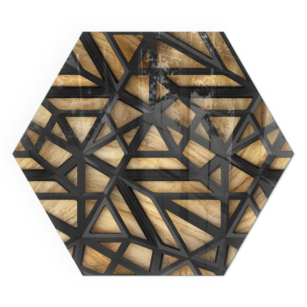 Plaque verre pour poêle hexagonal Des formes modernes avec une touche de bois