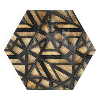 Plaque verre pour poêle hexagonal Des formes modernes avec une touche de bois