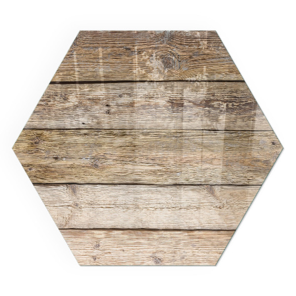 Plaque verre pour poêle hexagonal Grain de bois dans un style naturel