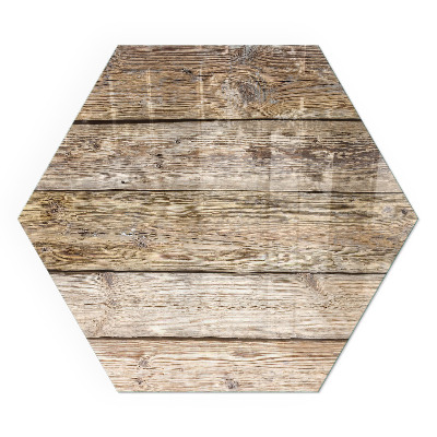 Plaque verre pour poêle hexagonal Grain de bois dans un style naturel