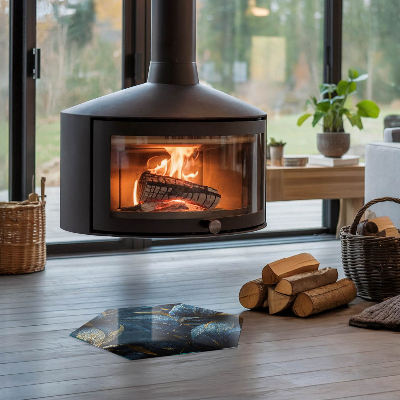 Plaque de sol en verre pour poêle hexagonal Feuilles élégantes dans la structure