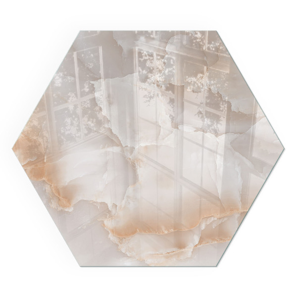 Plaque verre pour poêle hexagonal motif organique en pierre