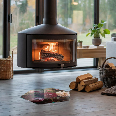 Plaque protection sol devant cheminée en verre Détails floraux en pleine floraison