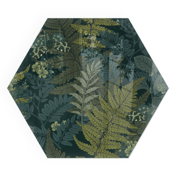 Plaque verre pour poêle hexagonal Motifs végétaux avec des papillons