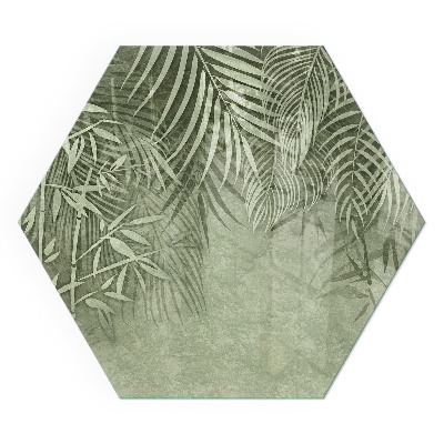 Plaque de sol en verre pour poêle hexagonal Feuilles tropicales en arrière-plan