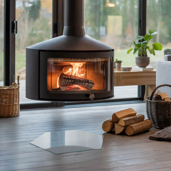 Plaque verre pour poêle hexagonal Couleur grise