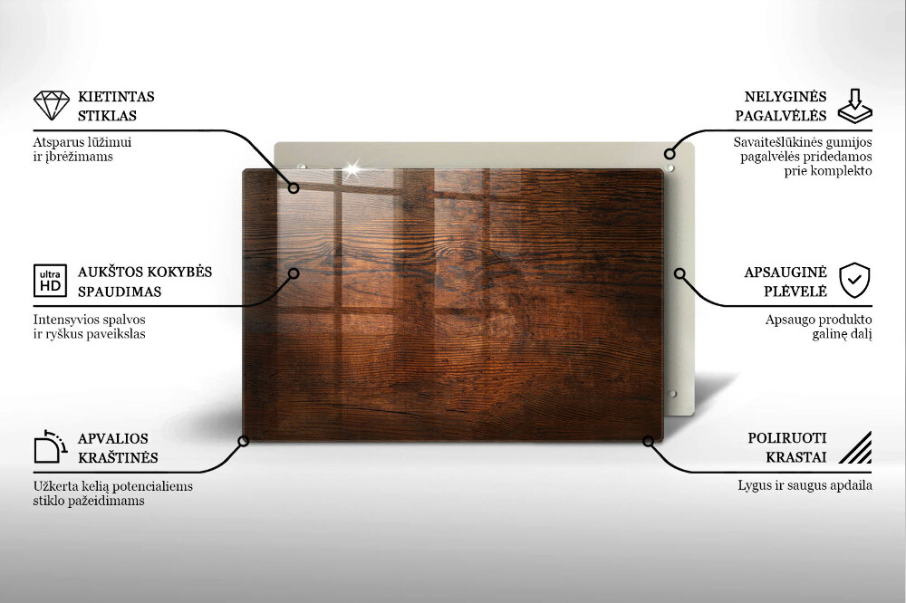 Dessous de verre pour bougies funéraires Planche de bois foncé