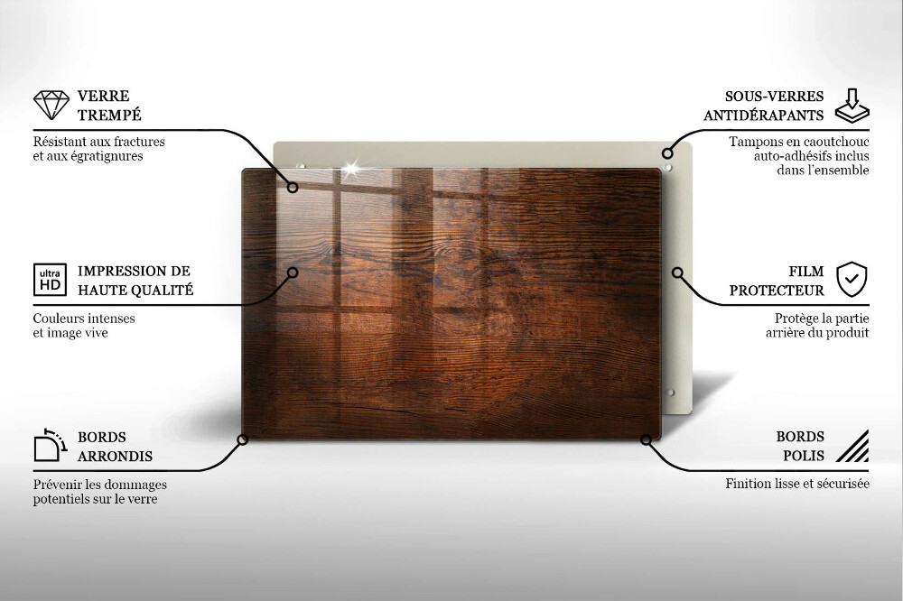 Dessous de verre pour bougies funéraires Planche de bois foncé