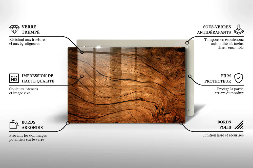 Plaque en verre pour lanterne funéraire Texture de planche de bois