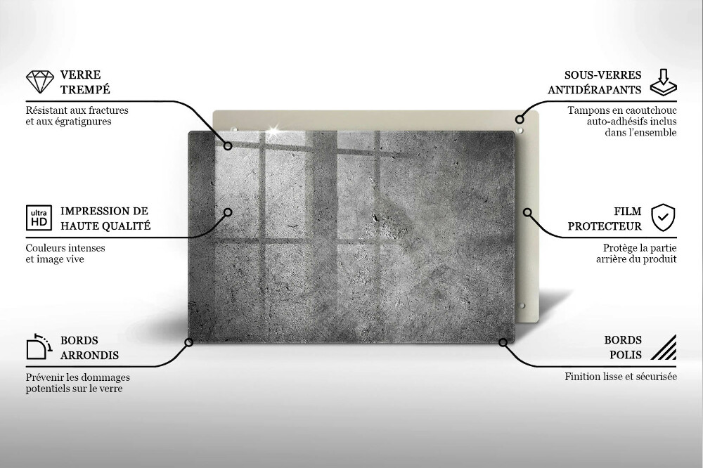 Plaque en verre pour lanterne funéraire Texture de pierre en béton