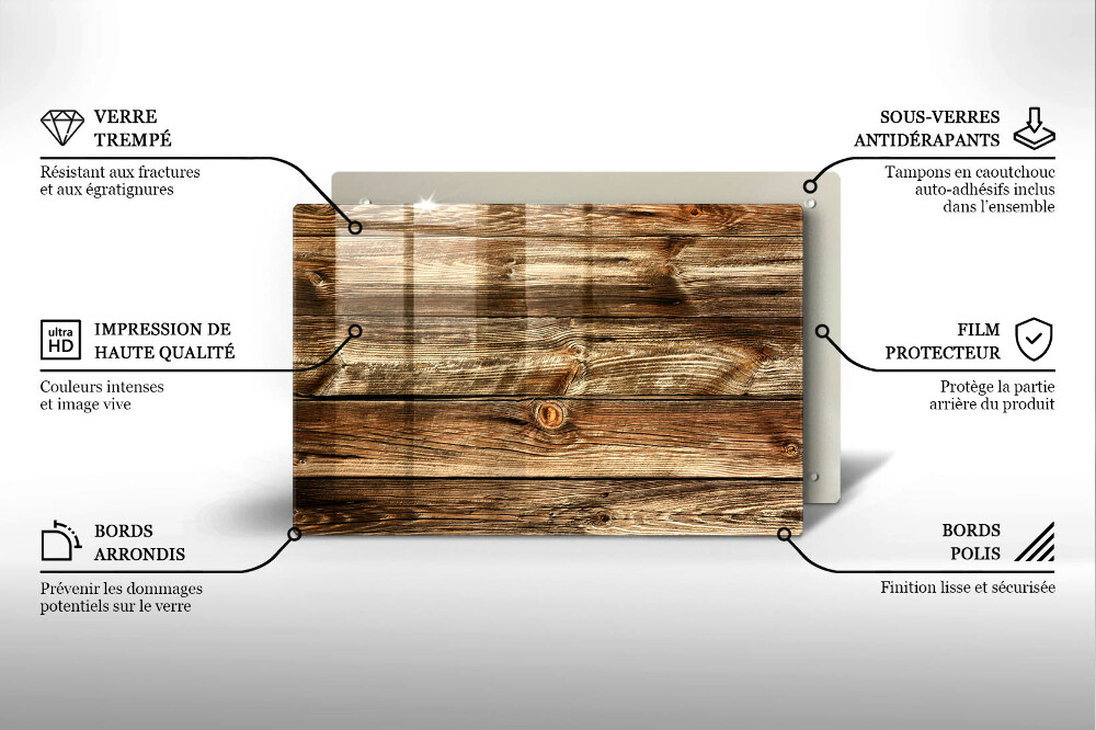 Plaque en verre pour lanterne funéraire Texture de planche de bois