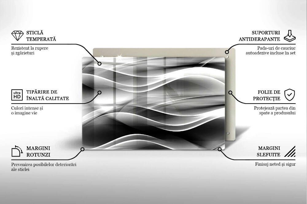 Plaque en verre pour lanterne funéraire Lignes douces d'abstraction