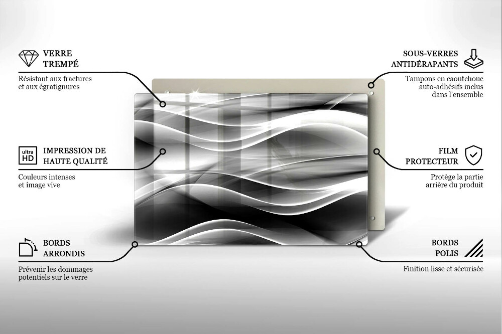 Plaque en verre pour lanterne funéraire Lignes douces d'abstraction