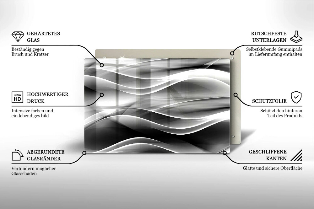 Plaque en verre pour lanterne funéraire Lignes douces d'abstraction