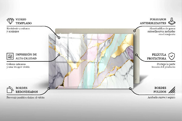 Plaque en verre pour lanterne funéraire Marbre pastel